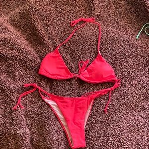 Triangle top, side tie bikini set